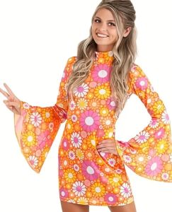 Adult Female Costumes to Hire - Hippy Floral Dress - XL